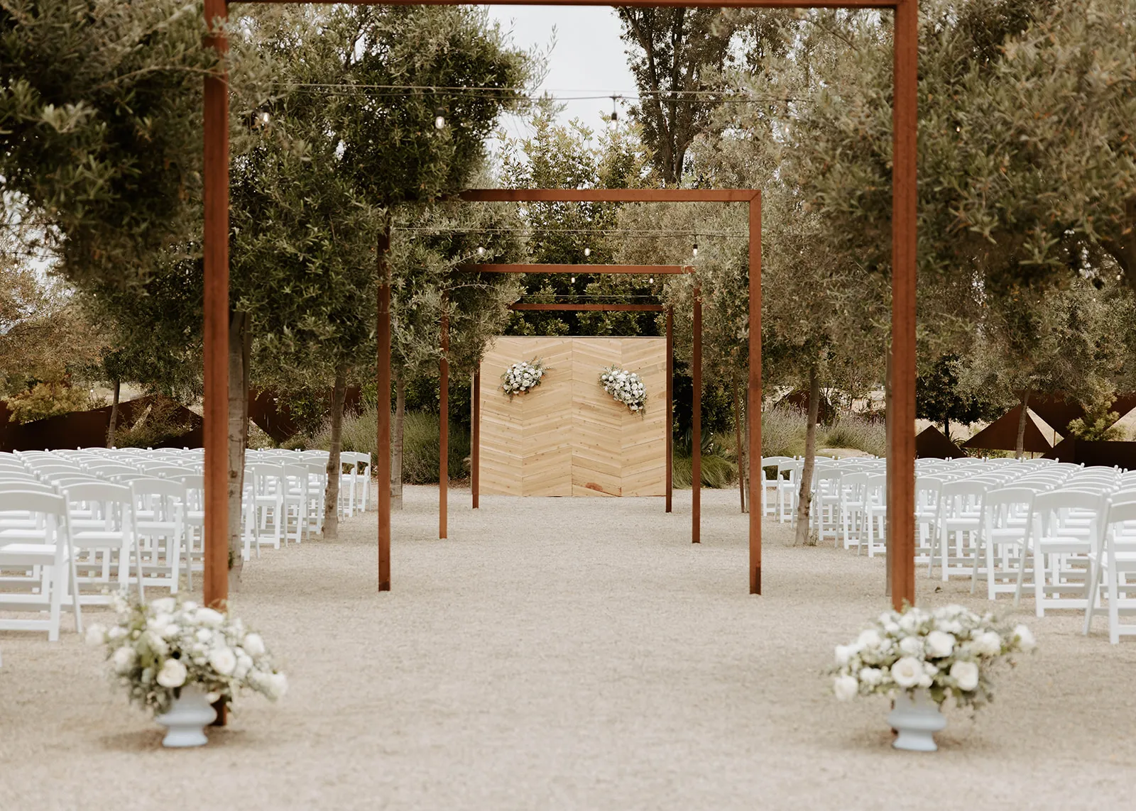 Outdoor wedding ceremony setup