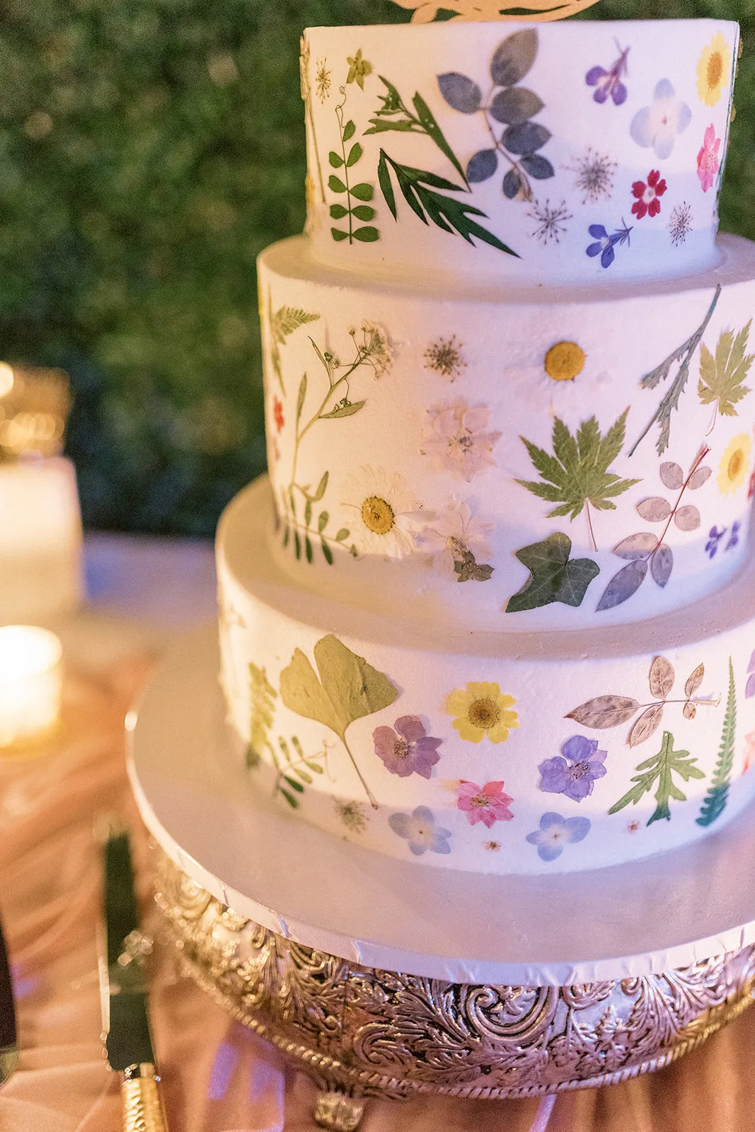 Hand-painted floral wedding cake