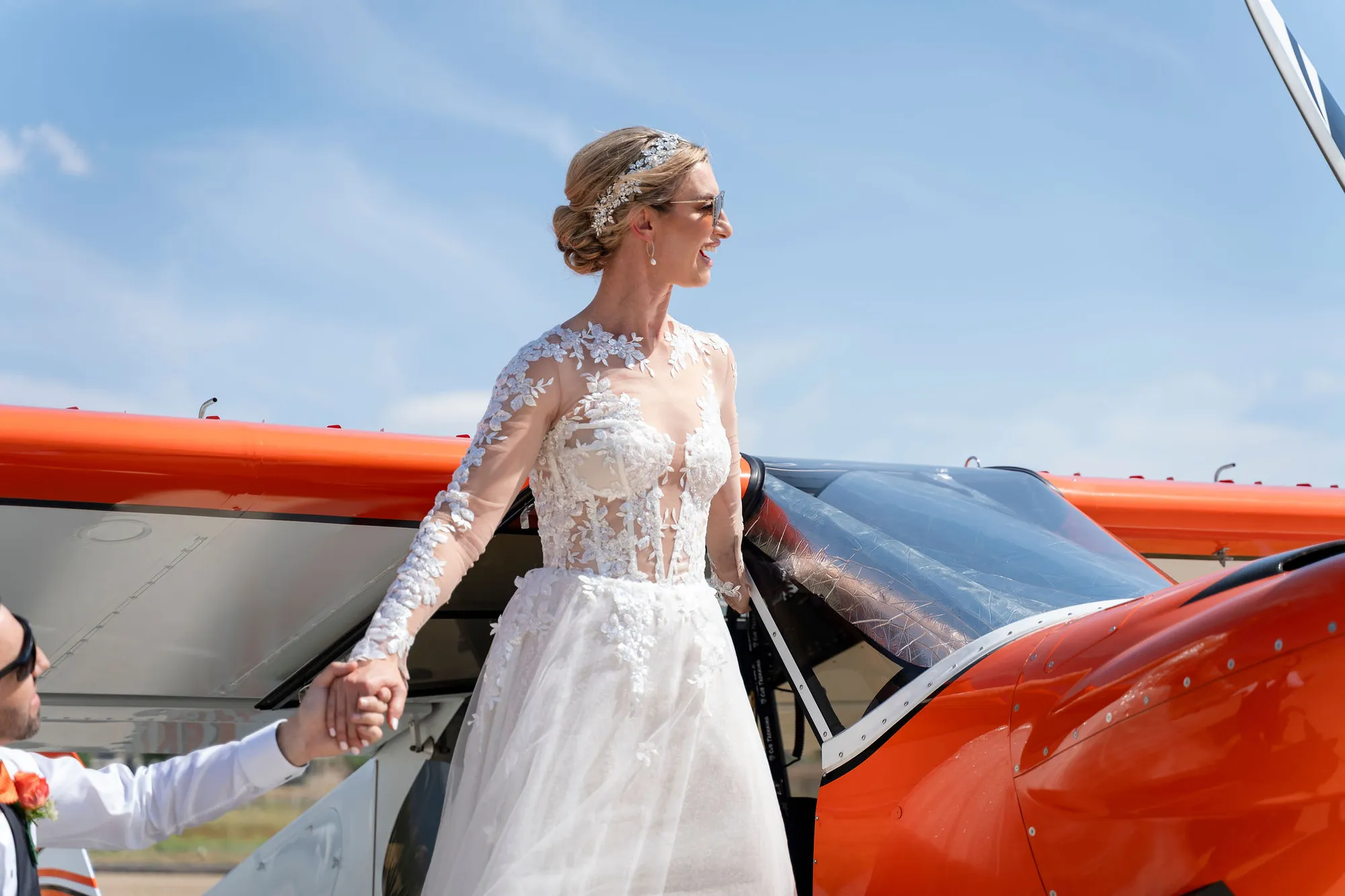 Bride with a vintage car