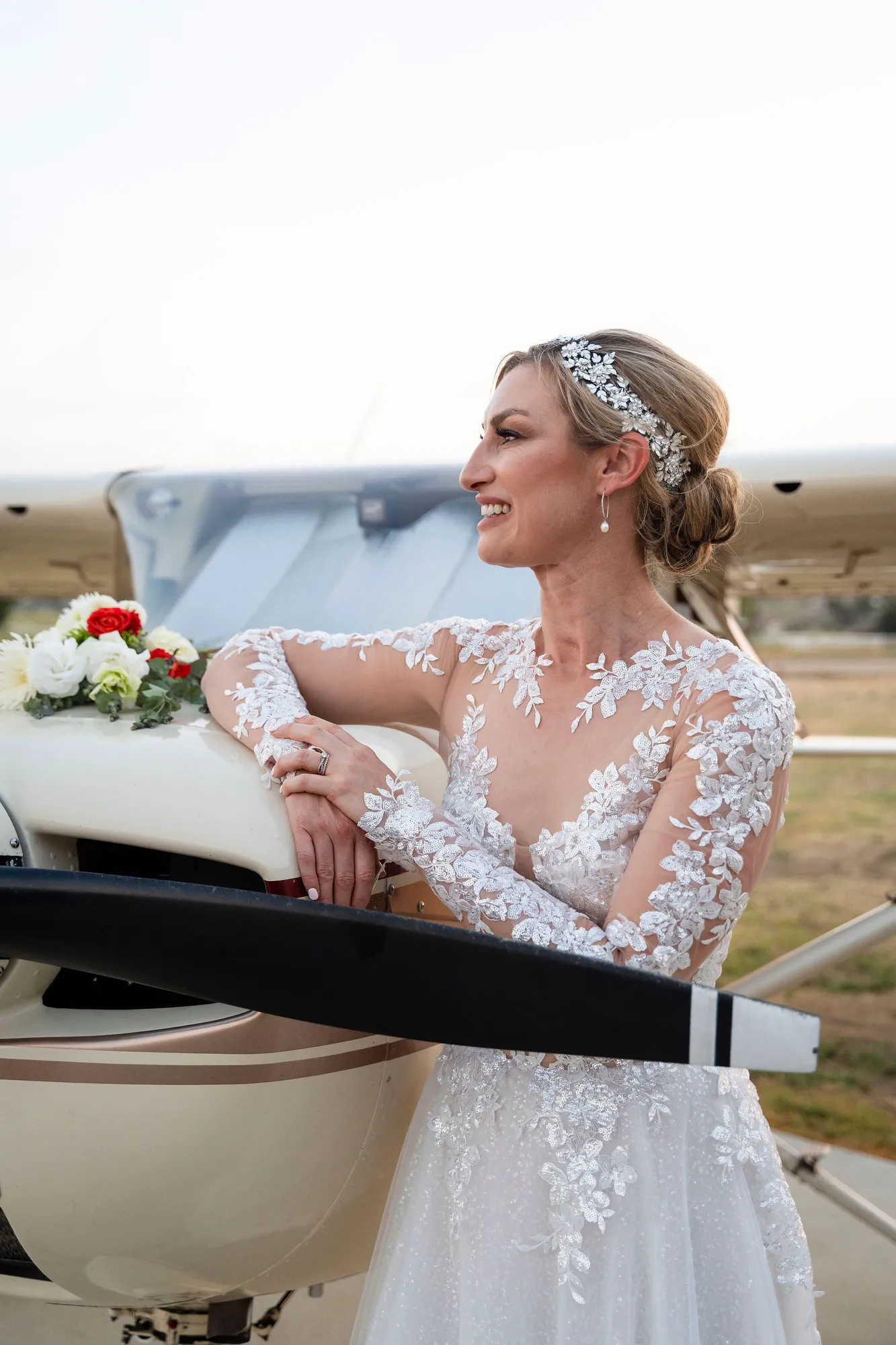Bride with her bouquet at a Southern California wedding
